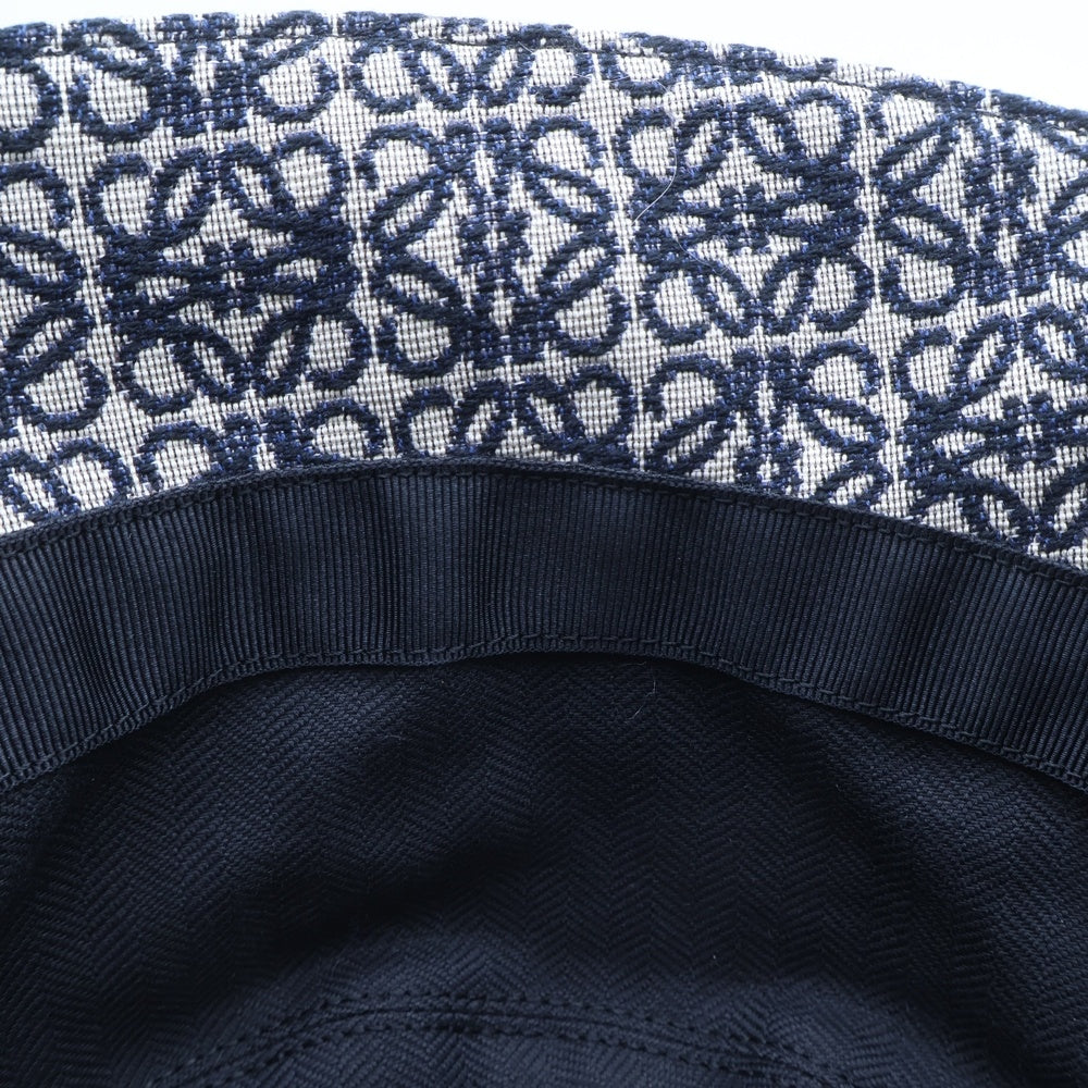 LOEWE(ロエベ) アナグラムジャガード カーフ ヘリンボーン バケットハット ネイビー×ベージュ K820HB1X07