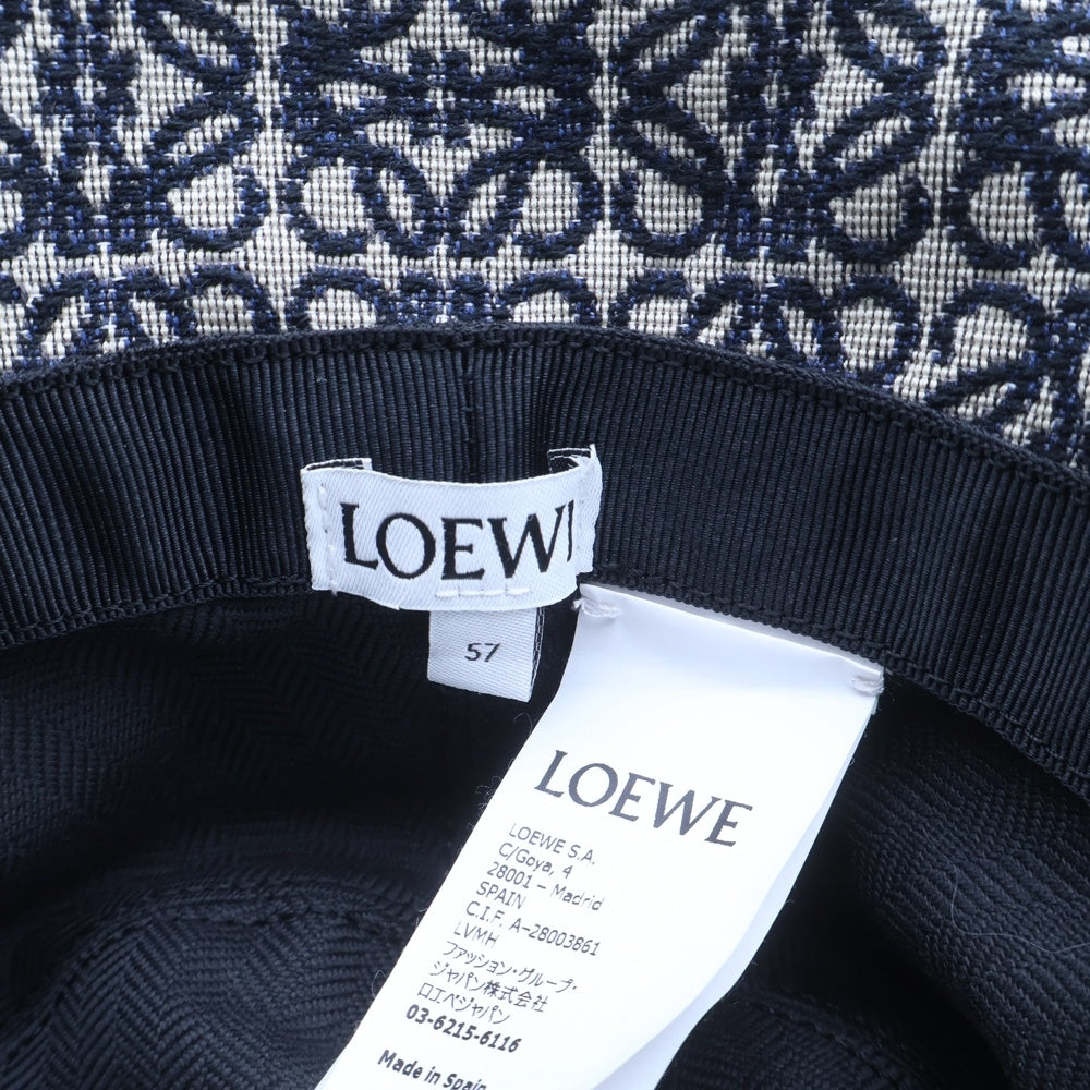 LOEWE(ロエベ) アナグラムジャガード カーフ ヘリンボーン バケットハット ネイビー×ベージュ K820HB1X07