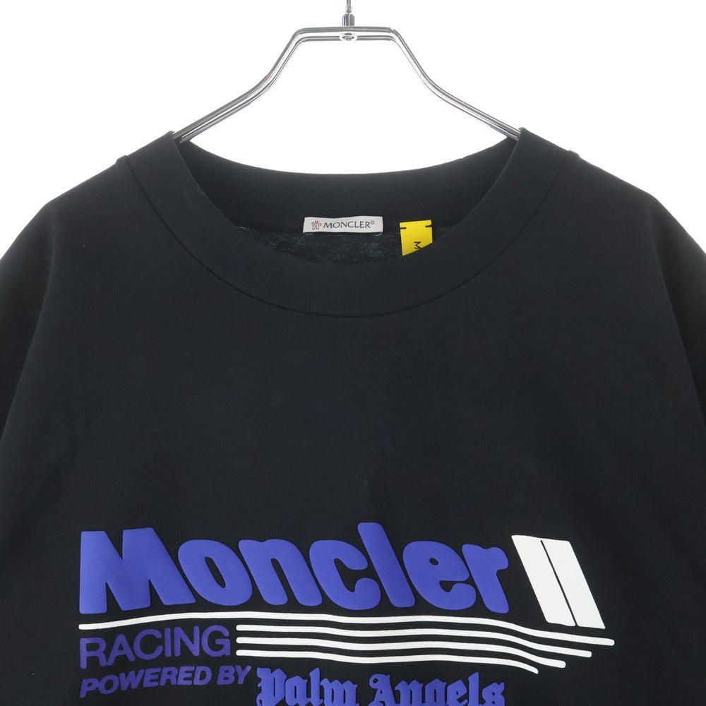 MONCLER GENIUS(モンクレール ジーニアス) ×Palm Angels コラボ ロゴプリントクルーネック半袖カットソー Tシャツ ブラック J209L8C00003