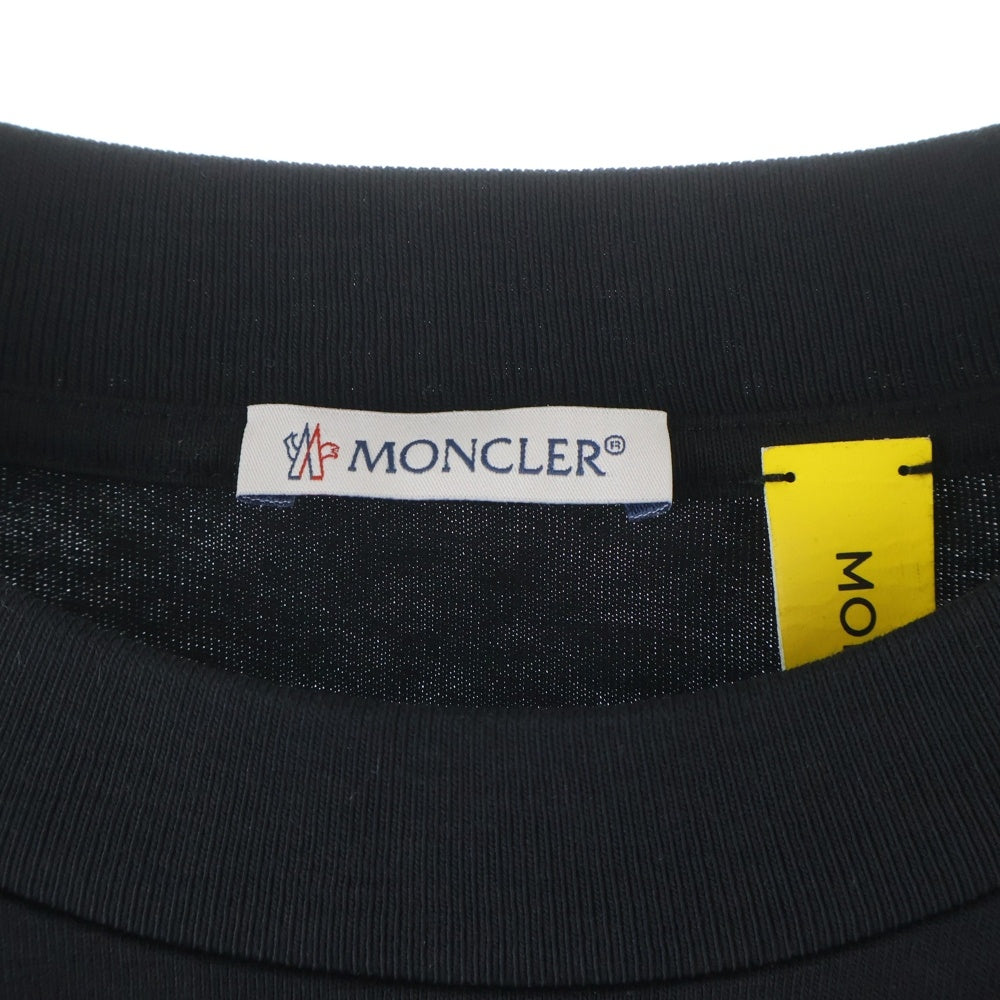 MONCLER GENIUS(モンクレール ジーニアス) ×Palm Angels コラボ ロゴプリントクルーネック半袖カットソー Tシャツ ブラック J209L8C00003