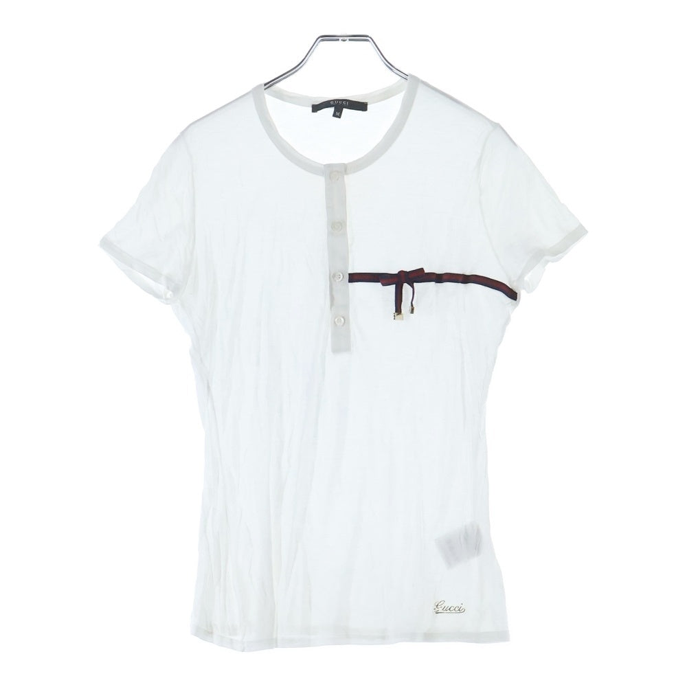 GUCCI(グッチ) プリンシー ロゴヘンリーネック半袖カットソー Tシャツ ホワイト 172273 レディース