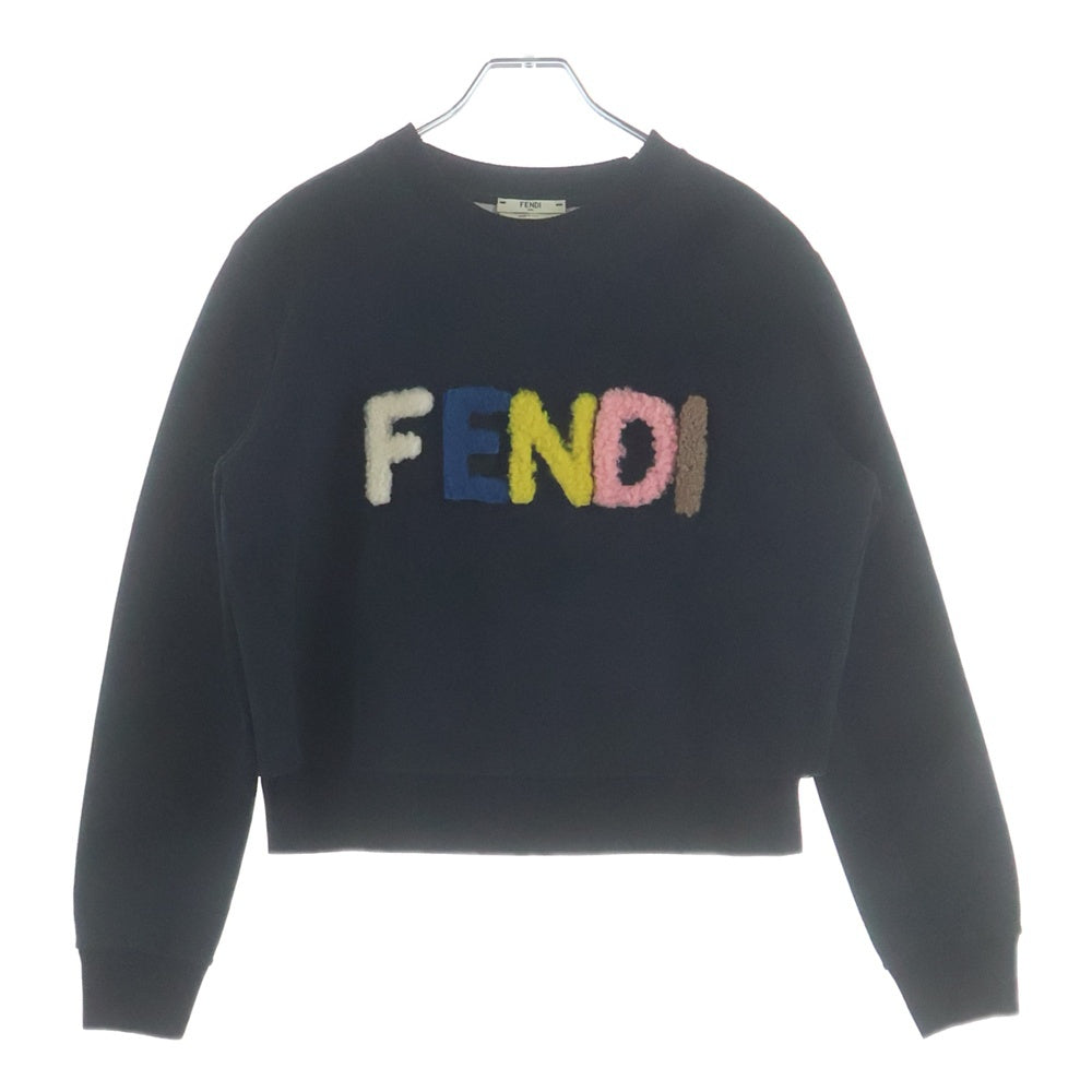 FENDI(フェンディ) ボアロゴ クルーネック プルオーバー スエットトレーナー ブラック レディース FS6632