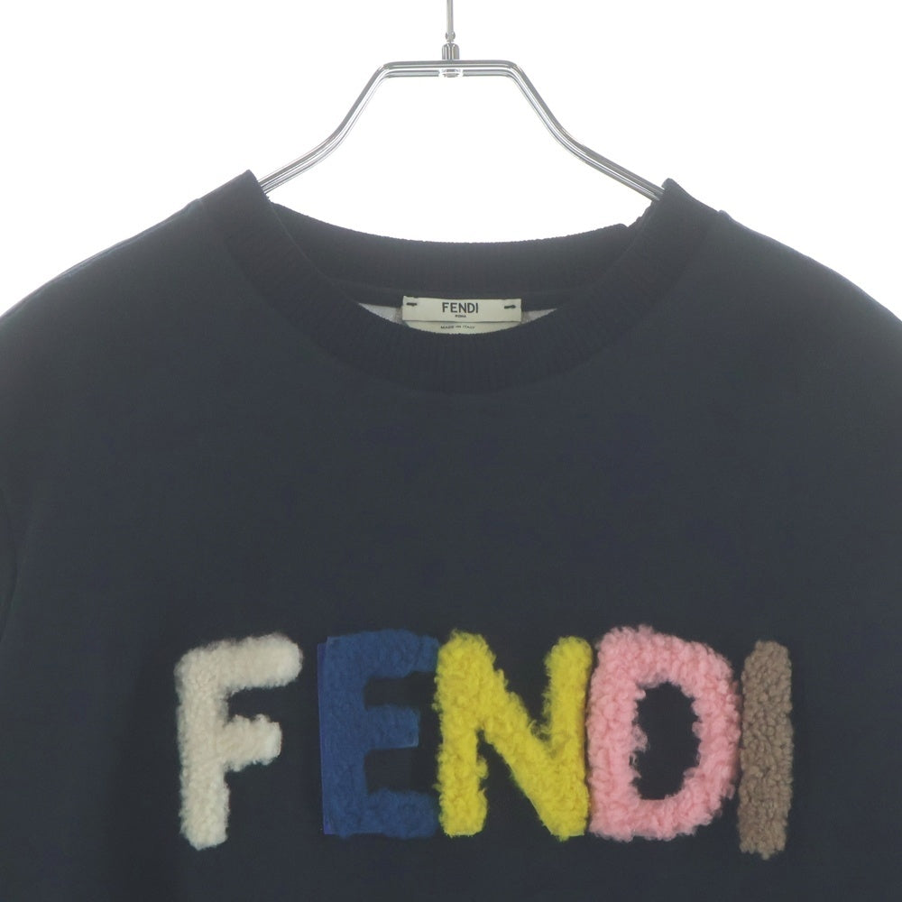 FENDI(フェンディ) ボアロゴ クルーネック プルオーバー スエットトレーナー ブラック レディース FS6632