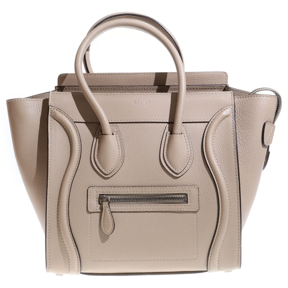 CELINE(セリーヌ) ラゲージ マイクロショッパー レザーハンドバッグ ベージュ レディース