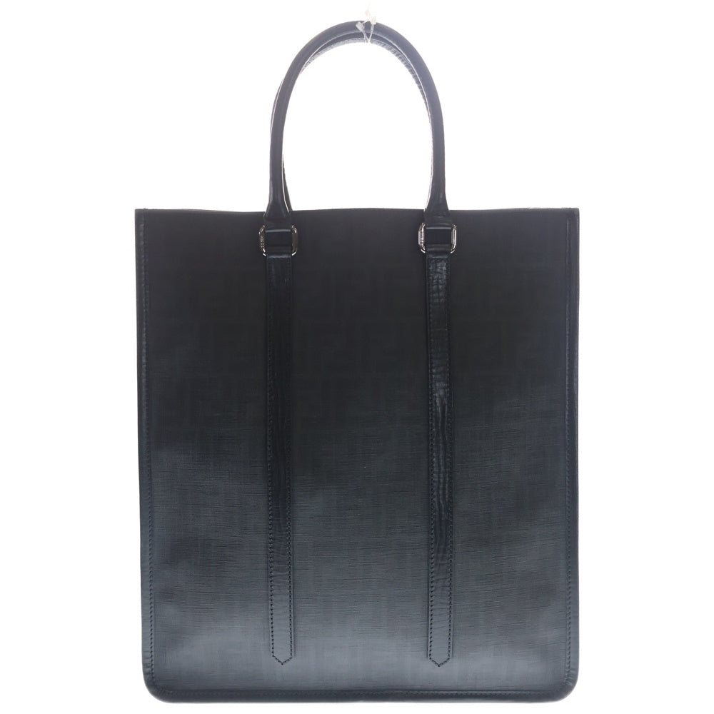 FENDI(フェンディ) ズッカ柄 トートバッグ ハンドバッグ ブラック レザー×PVC シルバー金具