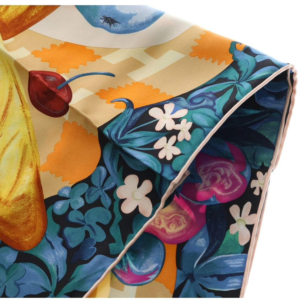 HERMES(エルメス) カレ90 UN CARRE L'HERBE 草上のカレ ブラック×グリーン シルク スカーフ レディース