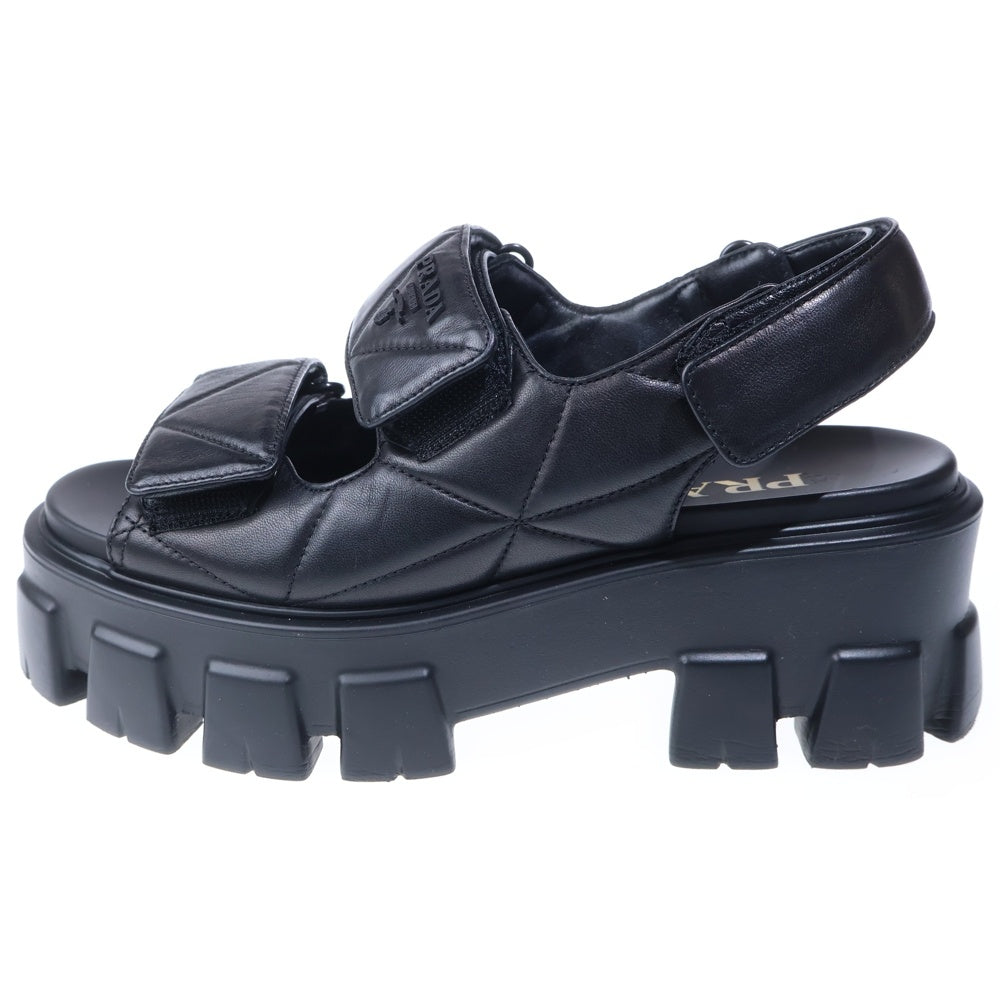 PRADA(プラダ) ■モノリス ナッパレザー サンダル ブラック 37 レディース