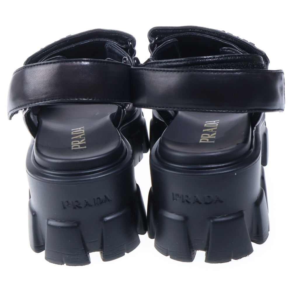 PRADA(プラダ) ■モノリス ナッパレザー サンダル ブラック 37 レディース