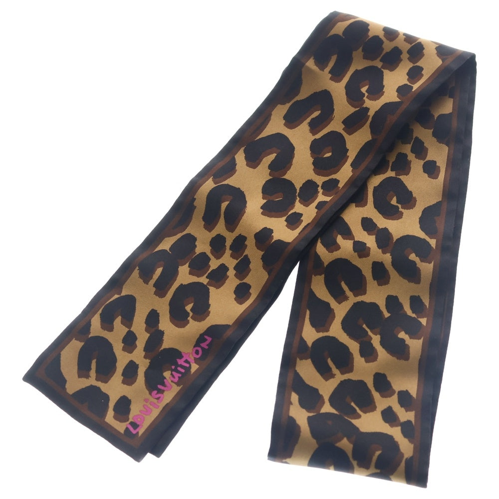 LOUIS VUITTON(ルイヴィトン) バンドー レオパード シルク スカーフ ブラウン×ブラック M72394 レディース