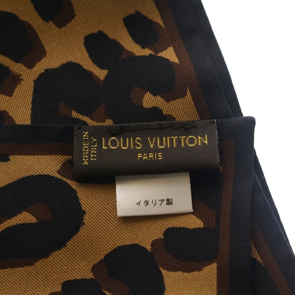 LOUIS VUITTON(ルイヴィトン) バンドー レオパード シルク スカーフ ブラウン×ブラック M72394 レディース