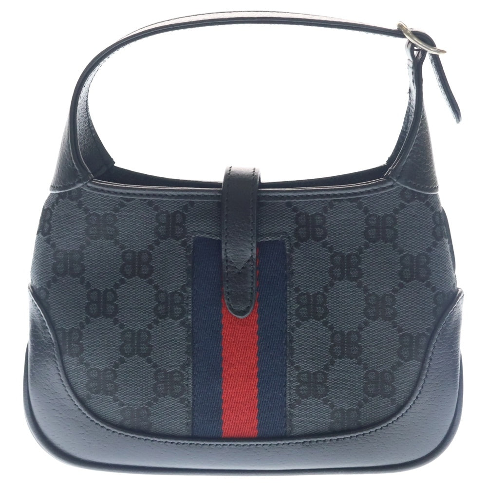 BALENCIAGA(バレンシアガ) ×GUCCI コラボ ジャッキー1961 ザ ハッカー プロジェクト 2WAY レザー切替キャンバスハンドバッグ ショルダーバッグ ブラック 680132 レディース