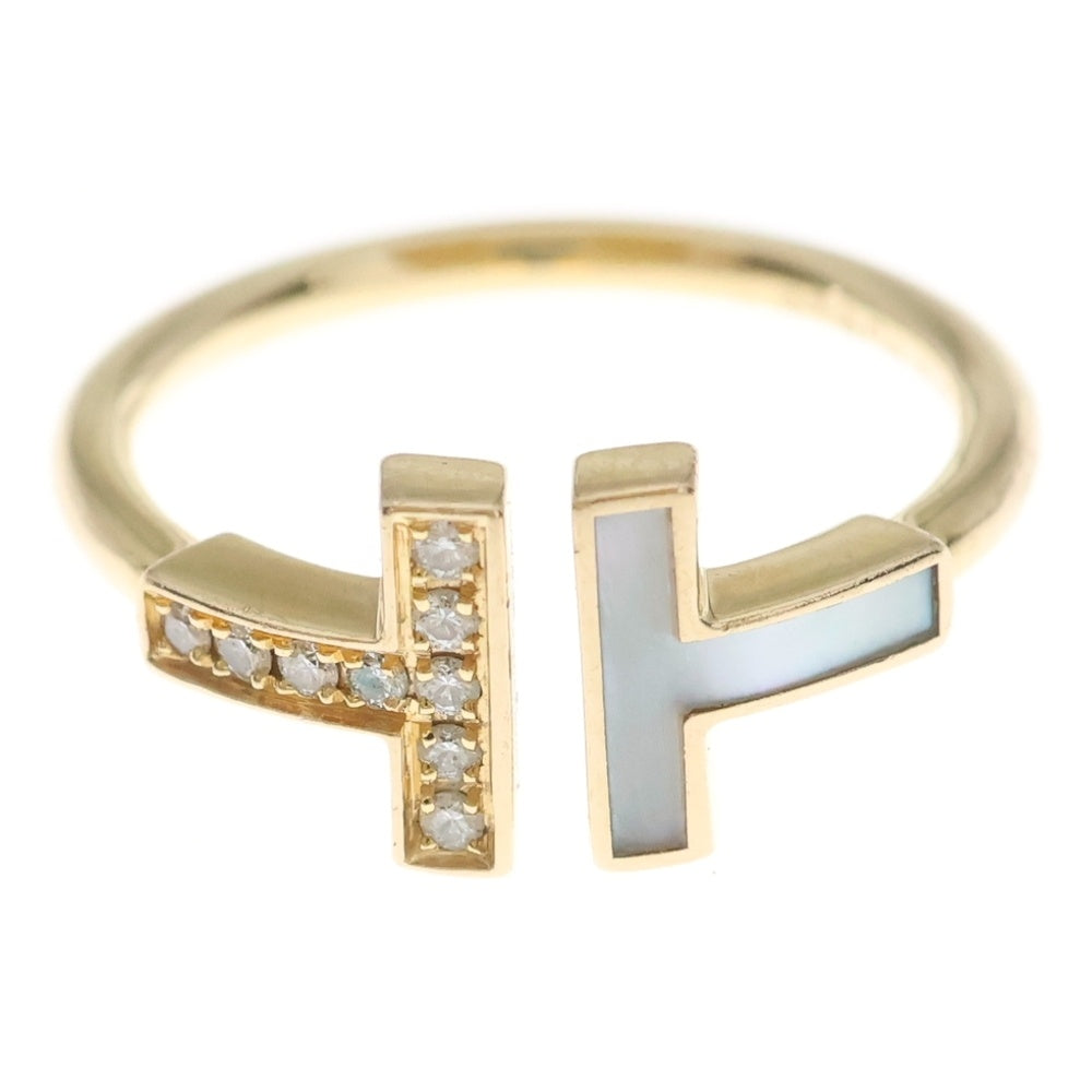TIFFANY & Co.(ティファニー) Tワイヤー ダイヤ×マザーオブパール リング 指輪 K18YG イエローゴールド