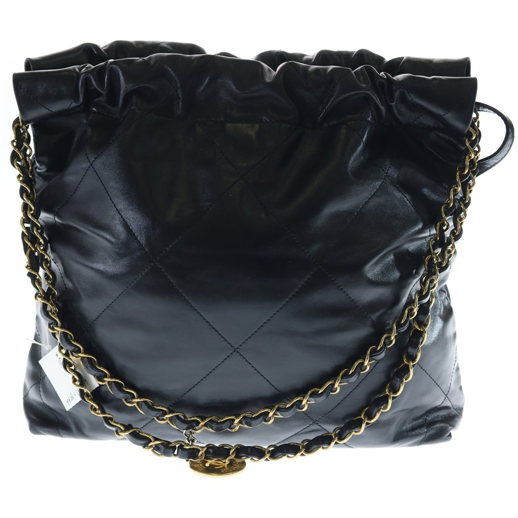 CHANEL(シャネル) シャネル22 スモール ココマーク シャイニーカーフスキン ポーチ付レザーチェーンショルダーバッグ ブラック GD金具 AS3260 レディース