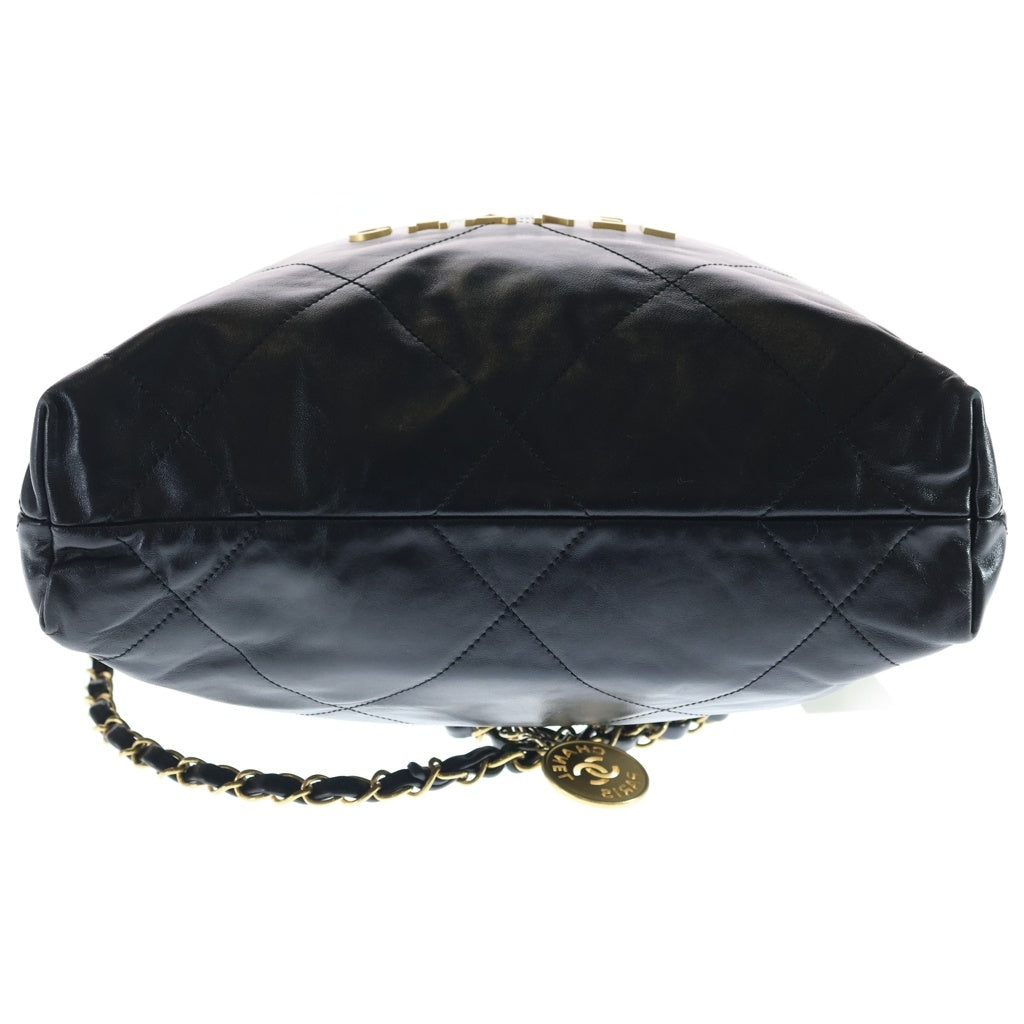 CHANEL(シャネル) シャネル22 スモール ココマーク シャイニーカーフスキン ポーチ付レザーチェーンショルダーバッグ ブラック GD金具 AS3260 レディース