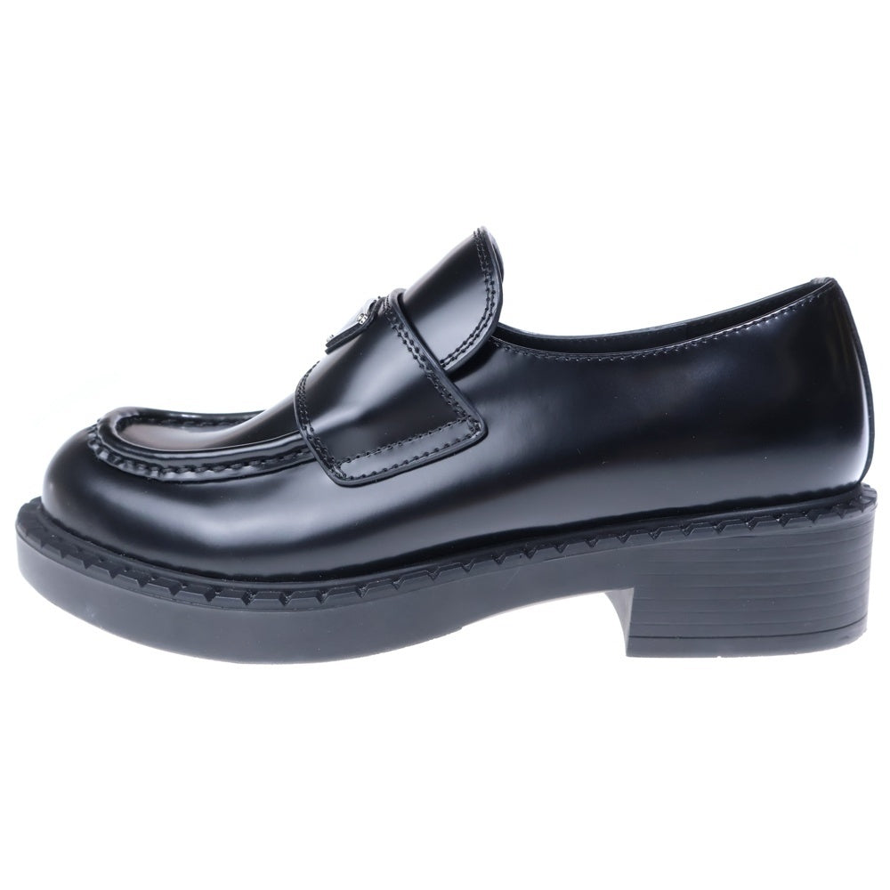 PRADA(プラダ) トライアングルロゴプレート チョコレート ブラッシュドレザーシューズ ブラック 1D246M レディース