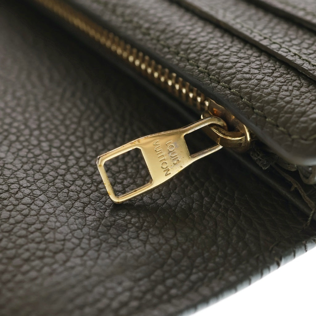 LOUIS VUITTON(ルイヴィトン) アンプラント ポルトフォイユ・サラ ロングウォレット カードケース 長財布 カーキ×ピンク レザー M64814 ゴールド金具 レディース