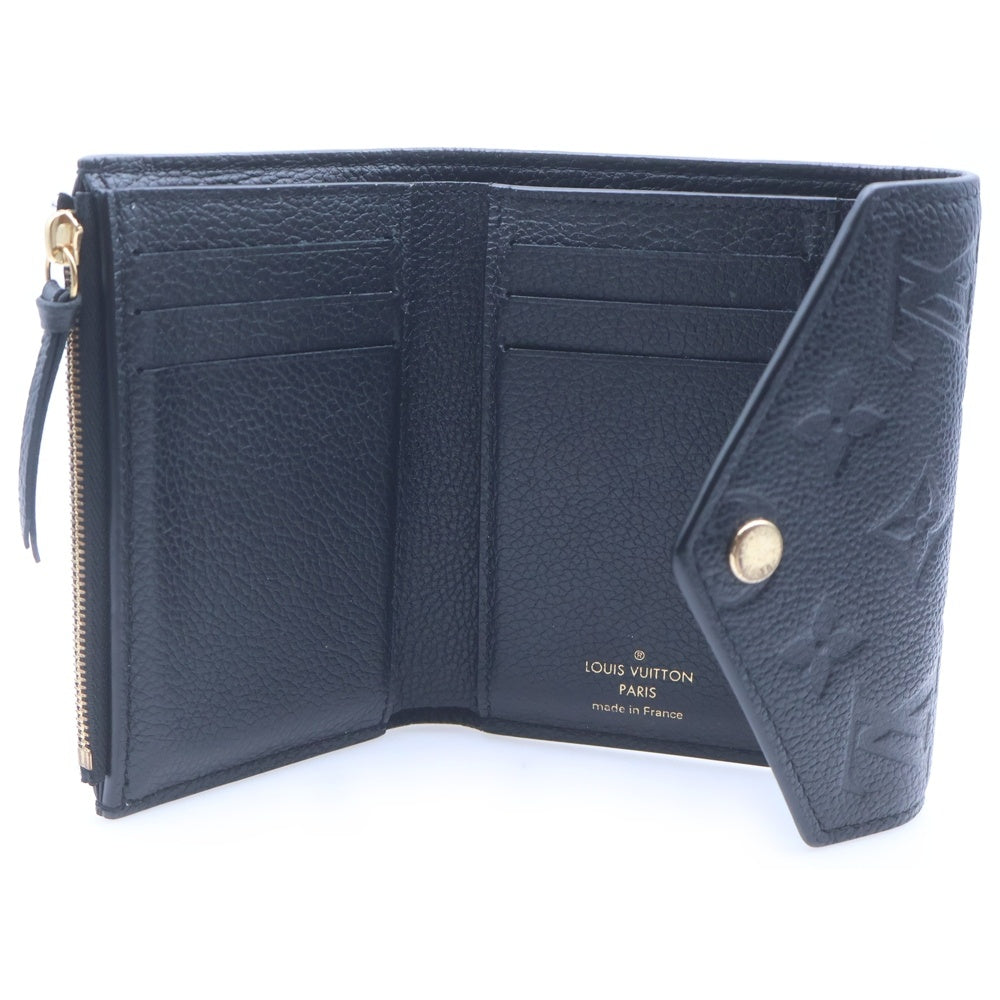 LOUIS VUITTON(ルイヴィトン) ポルトフォイユヴィクトリーヌ レザーコンパクトウォレット 二つ折り財布 ブラック M64060 レディース