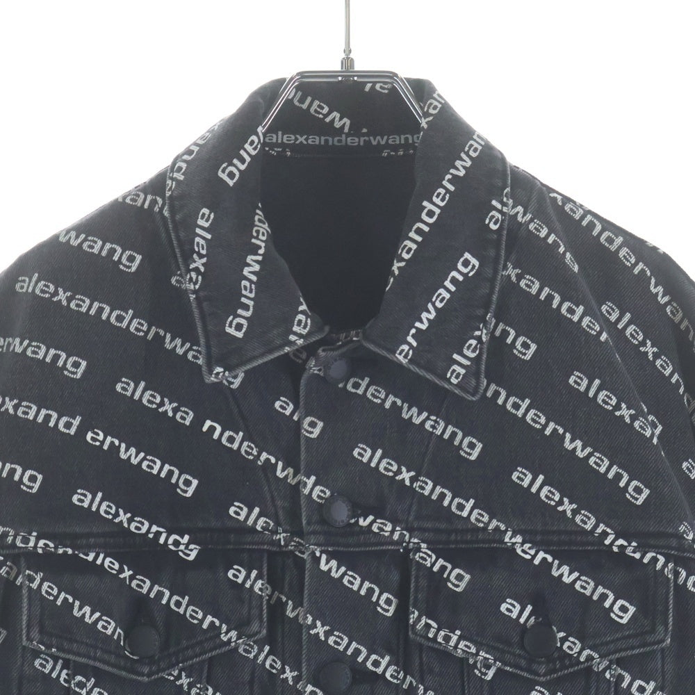 ALEXANDER WANG(アレキサンダーワン) ロゴ総柄 オールオーバーデニムジャケット グレー 4DC1212888 レディース