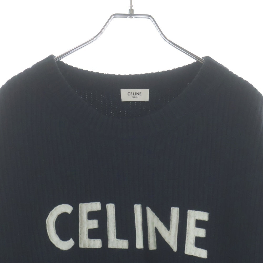 CELINE(セリーヌ) 21AW Embroidery Over Size Sweater ロゴエンブロイダリー オーバーサイズニットセーター ブラック 2A19R423P レディース