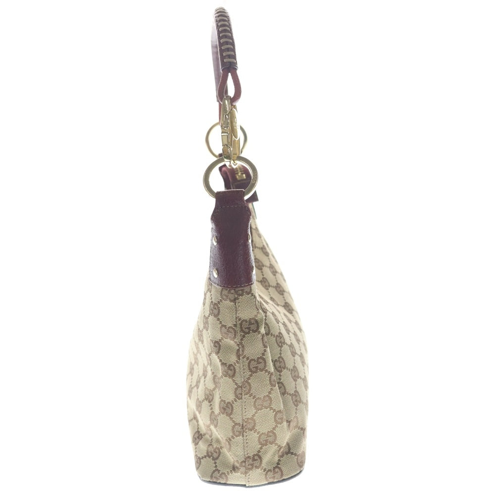 GUCCI(グッチ) GGキャンバス ショルダーバッグ ハンドバッグ ベージュ×ボルドー キャンバス×レザー 115002 ゴールド金具 レディース