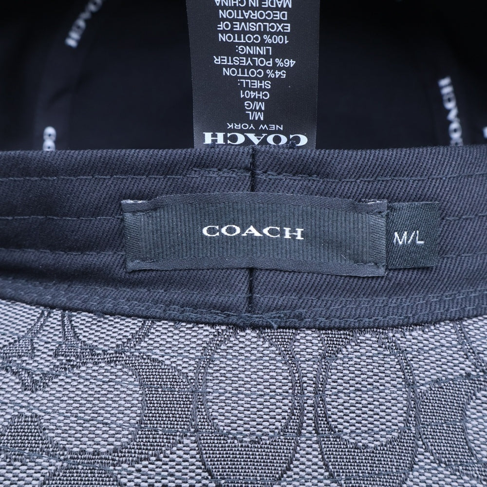 COACH(コーチ) シグネチャー キャンバス バケットハット 帽子 ブラック