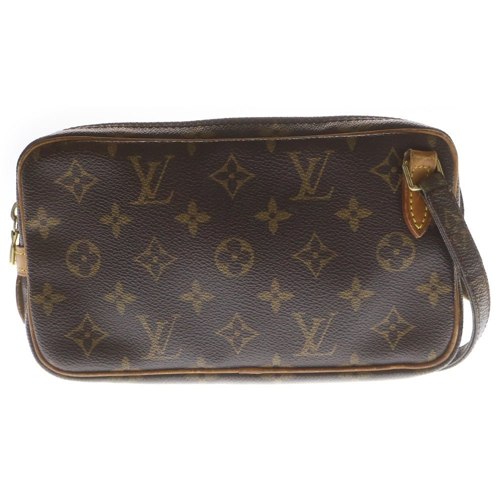 LOUIS VUITTON(ルイヴィトン) モノグラム マルリー・バンドリエール ショルダーバッグ ミニバッグ ブラウン レザー×PVC M51828 ゴールド金具 レディース