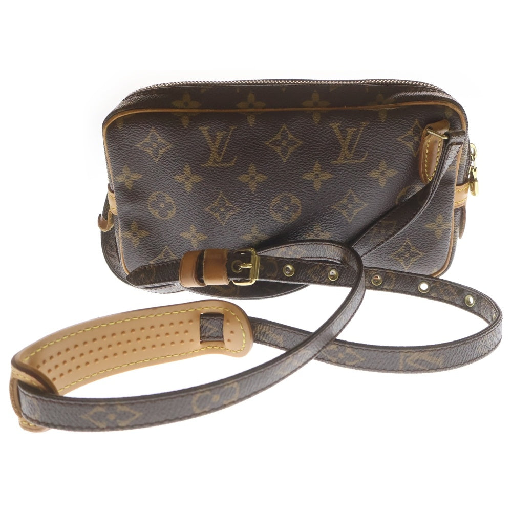 LOUIS VUITTON(ルイヴィトン) モノグラム マルリー・バンドリエール ショルダーバッグ ミニバッグ ブラウン レザー×PVC M51828 ゴールド金具 レディース