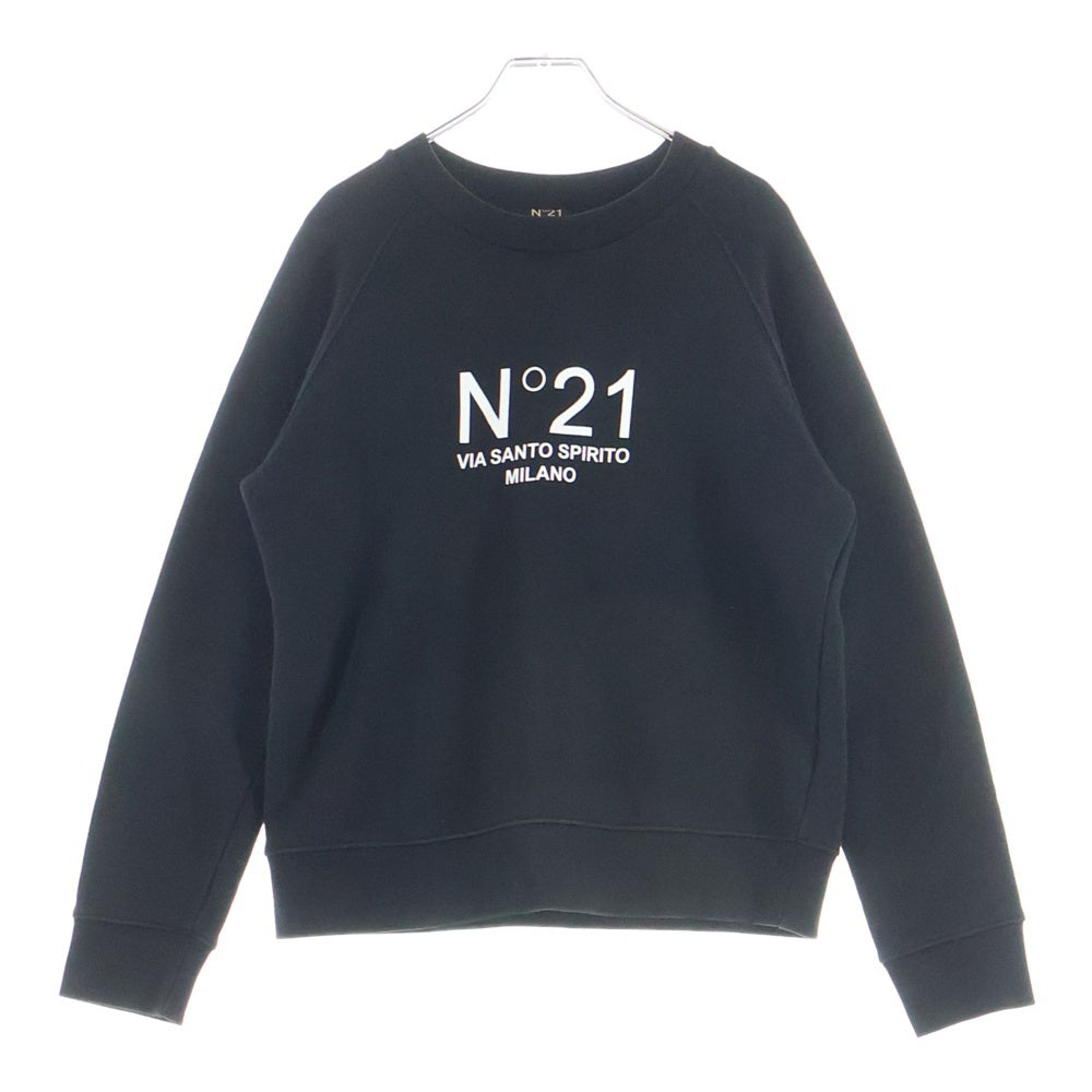 N21 numero ventuno(ヌメロ ヴェントゥーノ) ロゴプリント クルーネック プルオーバースウェット トレーナー ブラック P21IN1M レディース