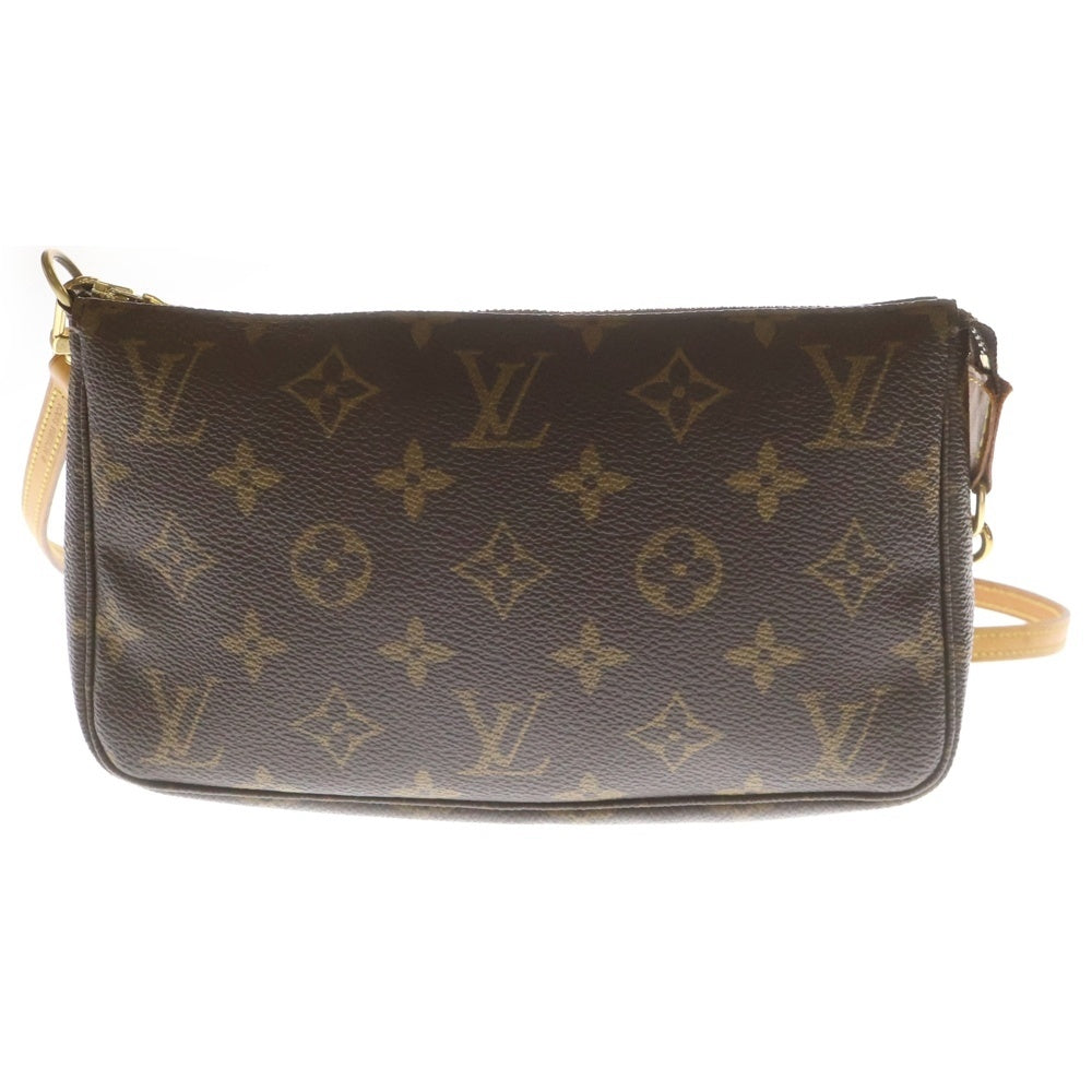 LOUIS VUITTON(ルイヴィトン) モノグラム ポシェットアクセソワール ショルダーバッグ ミニバッグ ポーチ ブラウン レザー×PVC M51980 ゴールド金具 レディース