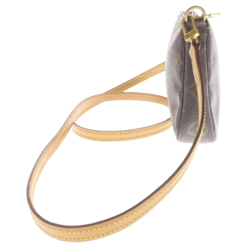 LOUIS VUITTON(ルイヴィトン) モノグラム ポシェットアクセソワール ショルダーバッグ ミニバッグ ポーチ ブラウン レザー×PVC M51980 ゴールド金具 レディース