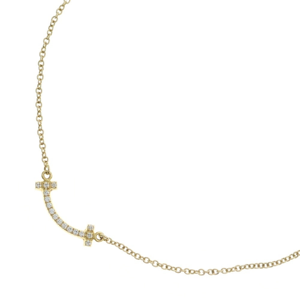 TIFFANY & Co.(ティファニー) Tスマイル ミニ ダイヤ ネックレス K18YG イエローゴールド レディース