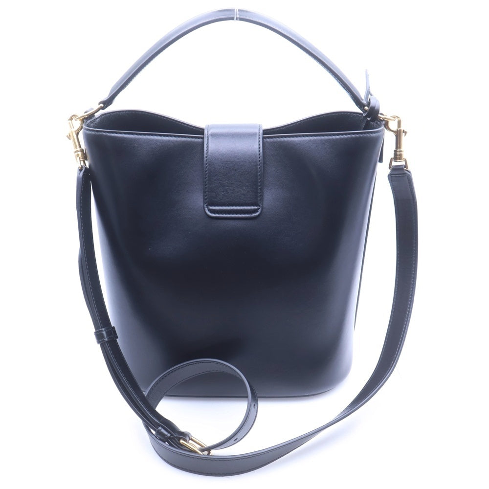 CELINE(セリーヌ) バケット ルイーズ ミディアム トリオンフ レザー 2WAY ハンド ショルダーバッグ ゴールド金具 ブラック レディース