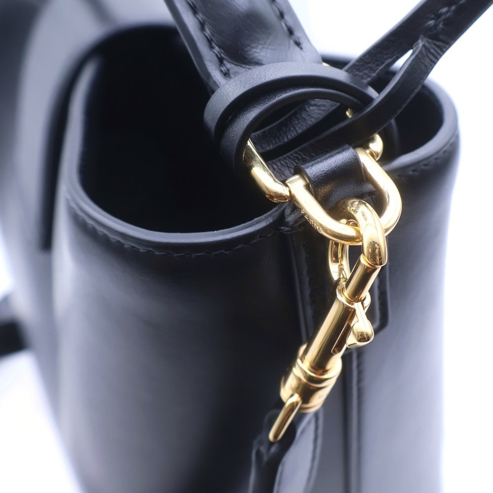 CELINE(セリーヌ) バケット ルイーズ ミディアム トリオンフ レザー 2WAY ハンド ショルダーバッグ ゴールド金具 ブラック レディース