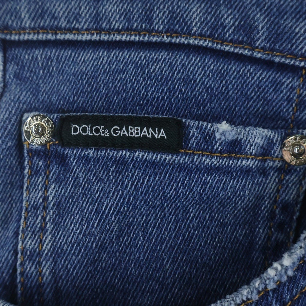 DOLCE & GABBANA(ドルチェアンドガッバーナ) ロゴプレート スリムジーンズ デニムパンツ インディゴ GY07CD G8HN7
