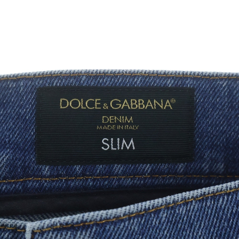 DOLCE & GABBANA(ドルチェアンドガッバーナ) ロゴプレート スリムジーンズ デニムパンツ インディゴ GY07CD G8HN7