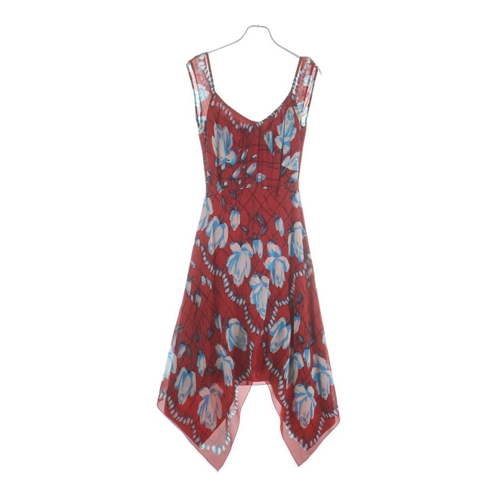 ANA SUI(アナスイ) フラワー柄プリント ノースリーブ キャミソール ワンピース レッド レディース