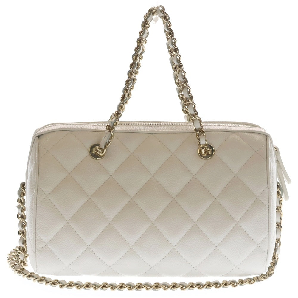 CHANEL(シャネル) マトラッセ キャビアスキン レザー 2WAY チェーン ハンド ショルダーバッグ ゴールド金具 ホワイト シール AP4474 レディース