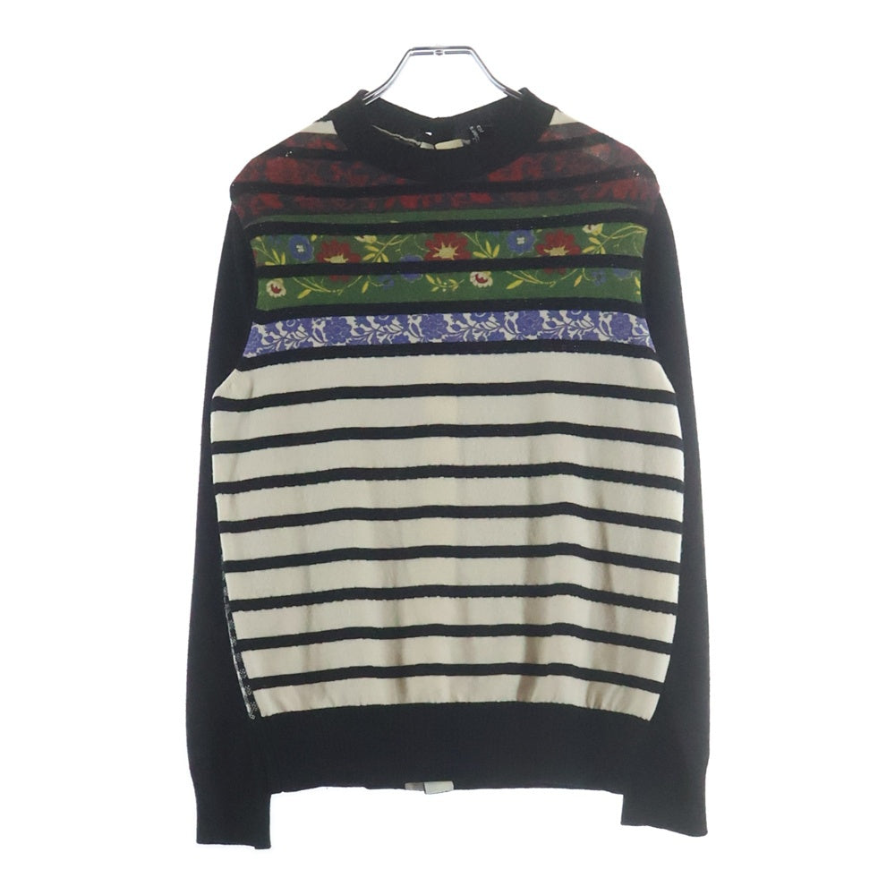 tricot COMME des GARCONS(トリコ コム デ ギャルソン) 16AW 花柄 ボーダー ウール セーター ブラック TR-N007 TR-N007 レディース