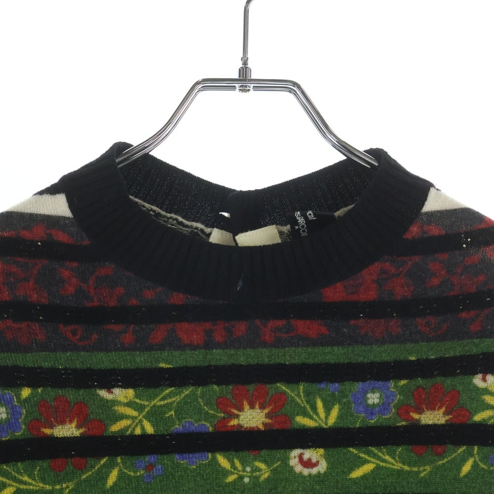 tricot COMME des GARCONS(トリコ コム デ ギャルソン) 16AW 花柄 ボーダー ウール セーター ブラック TR-N007 TR-N007 レディース
