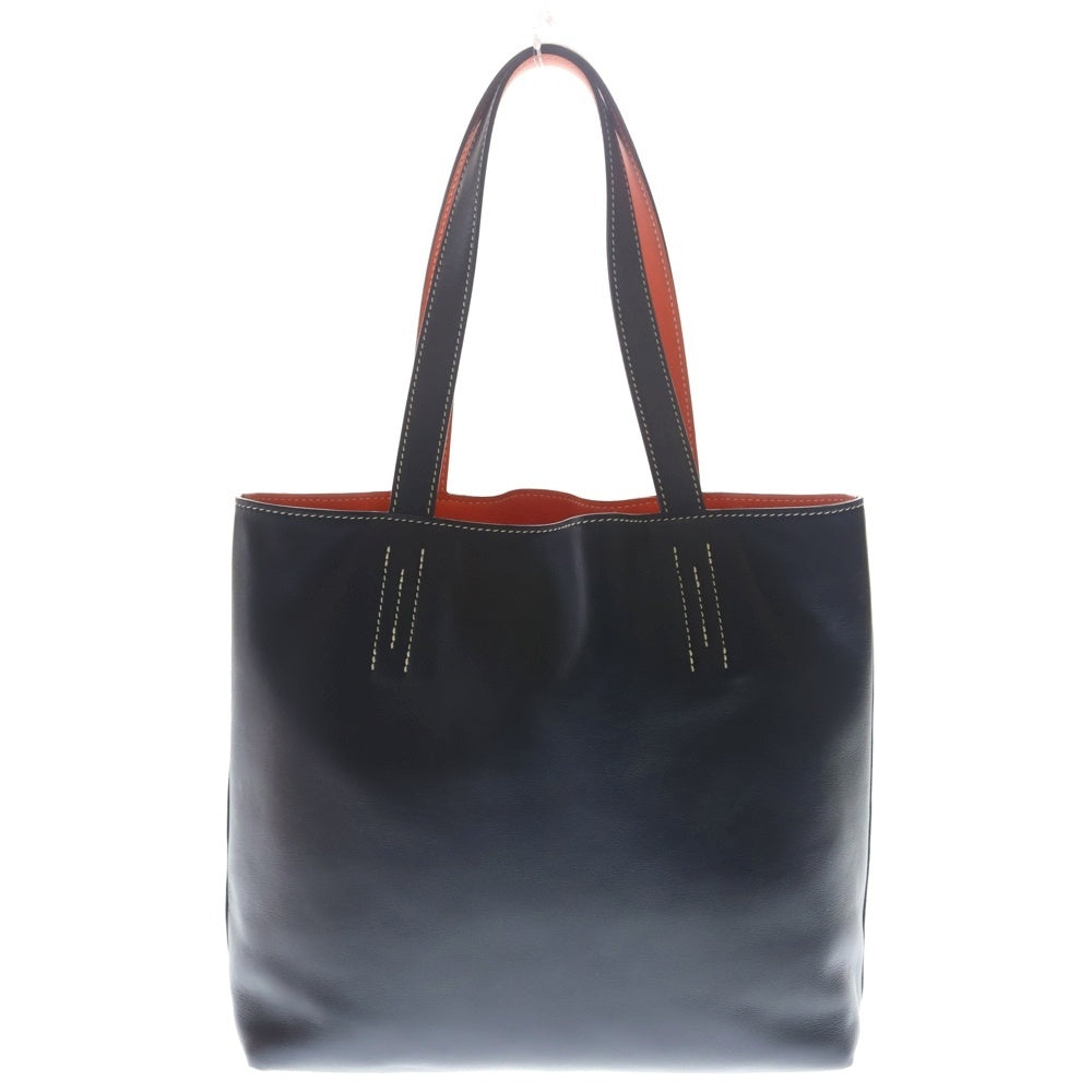 HERMES(エルメス) ドゥブルセンス28 スイフト レザー ショルダー トートバッグ ネイビー/オレンジ X刻印 レディース