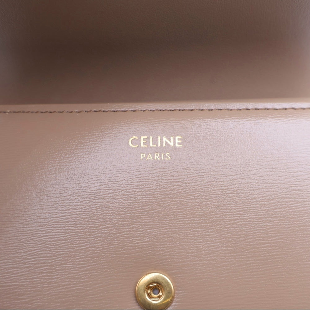 CELINE(セリーヌ) トリオンフ スモールフラップウォレット ベージュ レザー レディース