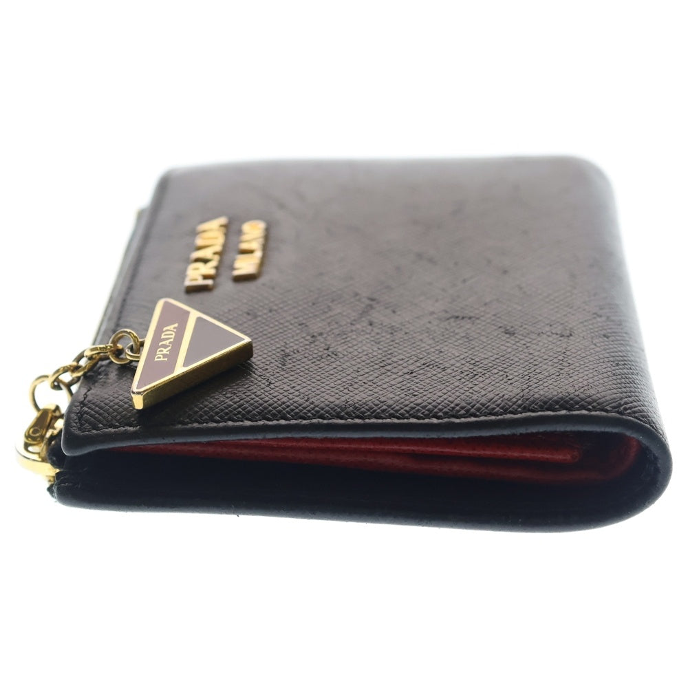 PRADA(プラダ) サフィアーノ 二つ折り財布 ブラック レザー レディース