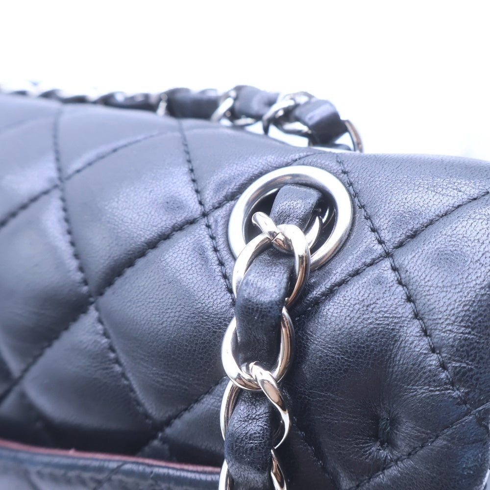 CHANEL(シャネル) マトラッセ23 ダブルフラップ ダブルチェーン ショルダーバッグ ブラック ラムスキン シルバー金具 レディース