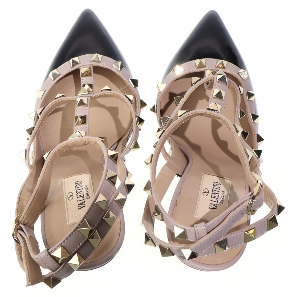 VALENTINO(ヴァレンティノ) ロックスタッズ レザー ストラップ ヒールパンプス シューズ ピンクベージュ レディース
