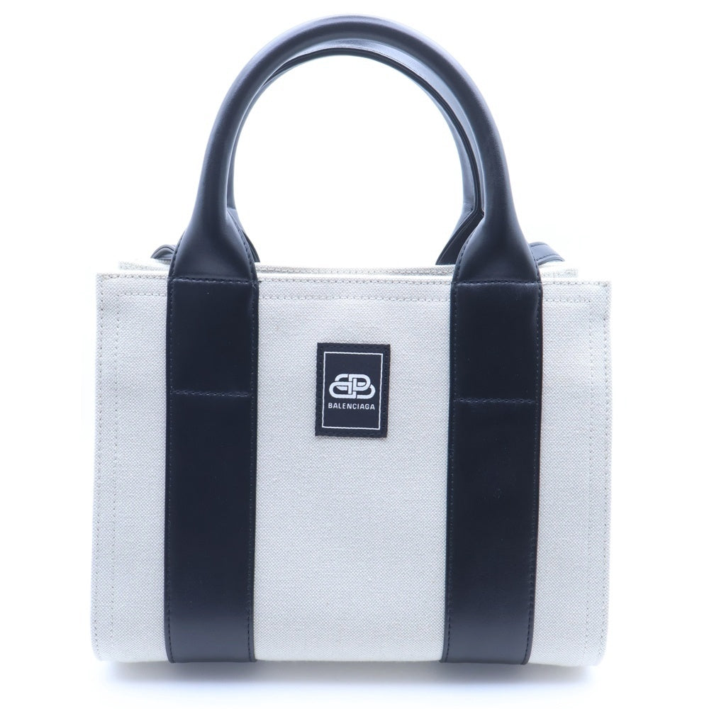 BALENCIAGA(バレンシアガ) トレードXS 2WAY ハンドバッグ ショルダーバッグ ナチュラル×ブラック キャンバス×レザー 620882 レディース