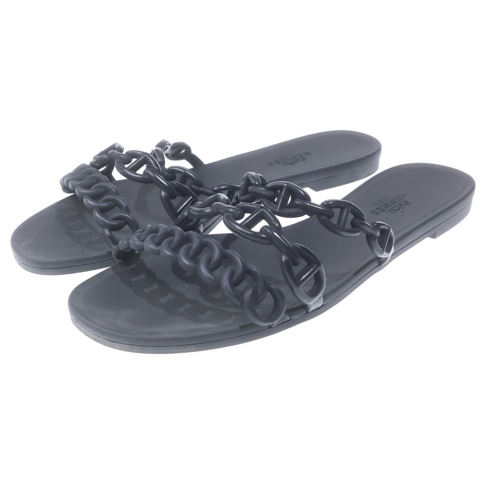 HERMES(エルメス) リヴァージュ シェーヌダンクル ラバーサンダル ブラック レディース