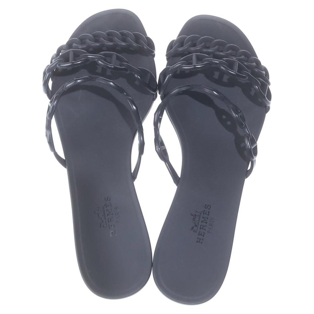 HERMES(エルメス) リヴァージュ シェーヌダンクル ラバーサンダル ブラック レディース