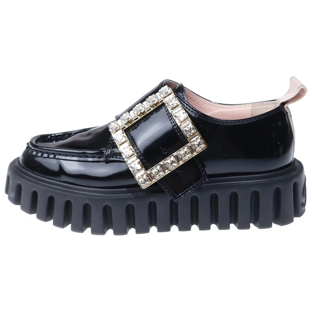 Roger Vivier(ロジェヴィヴィエ) ヴィヴ ゴーシック ビジュー装飾 バックル ローカットシューズ ローファー ブラック レディース