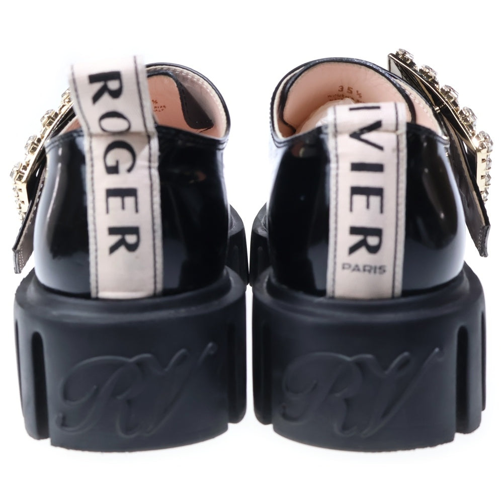 Roger Vivier(ロジェヴィヴィエ) ヴィヴ ゴーシック ビジュー装飾 バックル ローカットシューズ ローファー ブラック レディース