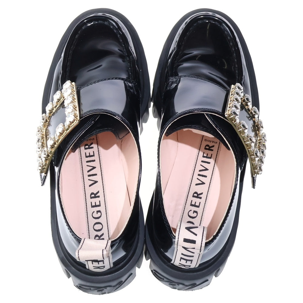 Roger Vivier(ロジェヴィヴィエ) ヴィヴ ゴーシック ビジュー装飾 バックル ローカットシューズ ローファー ブラック レディース
